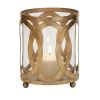 DecMode Gold Metal Pillar Hurricane Lamp