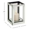 DecMode Silver Glass Pillar Hurricane Lamp with Mirrored Accents