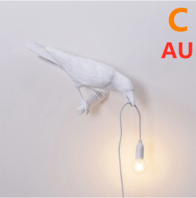 Creative Auspicious Bird Resin Wall Lamp Decoration (Option: White-C-AU)